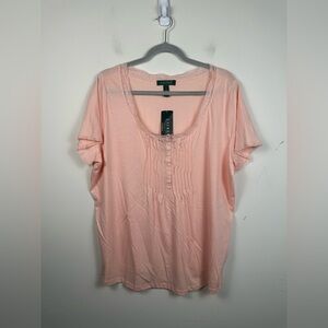 NWT Ralph Lauren Women's Blush Pink Blouse Cotton Milk Maide 2X